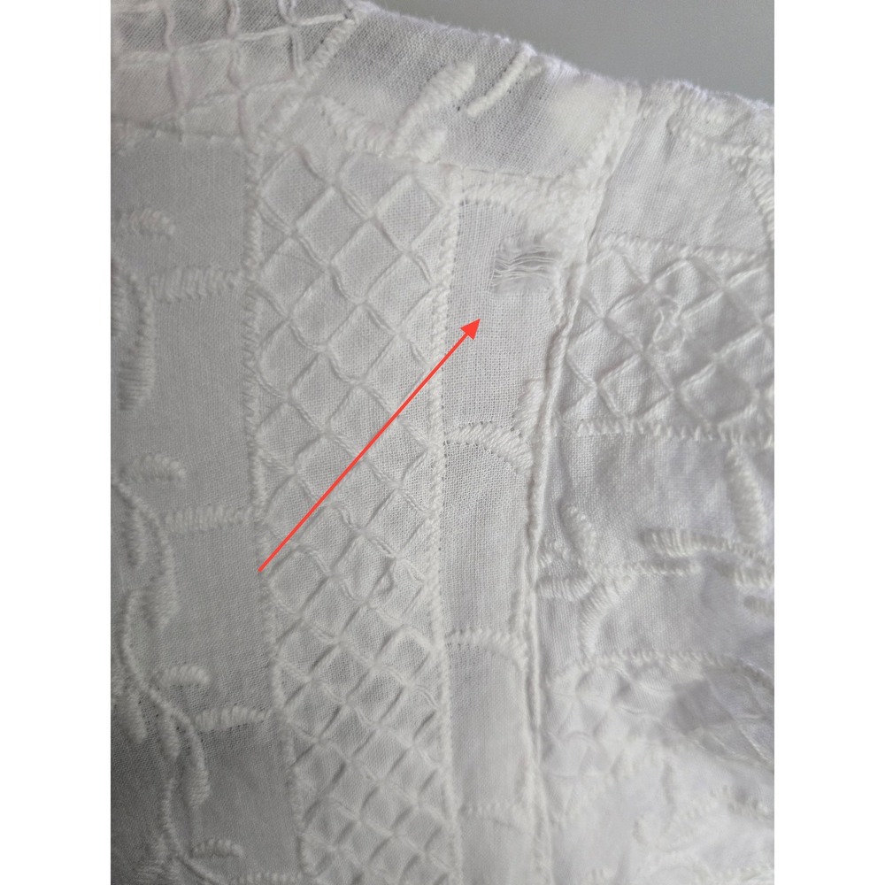 Olivaceous White Embroidered Tiered Midi Dress Cottagecore Prairie Boho Size M - Picture 7 of 11